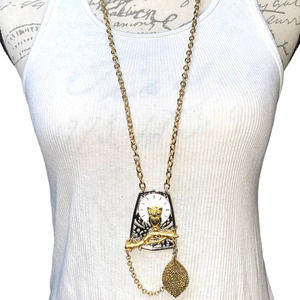 Unique Owl Tree Branch & Leaf Chain Necklace Two Tone Statement Hard to Find